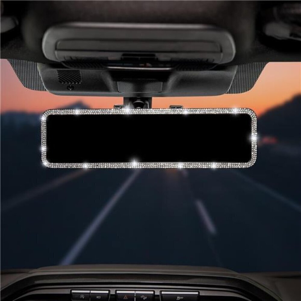 Bling Car Rear View Mirror Universal 11.81 Inch Panoramic Rearview Mirror